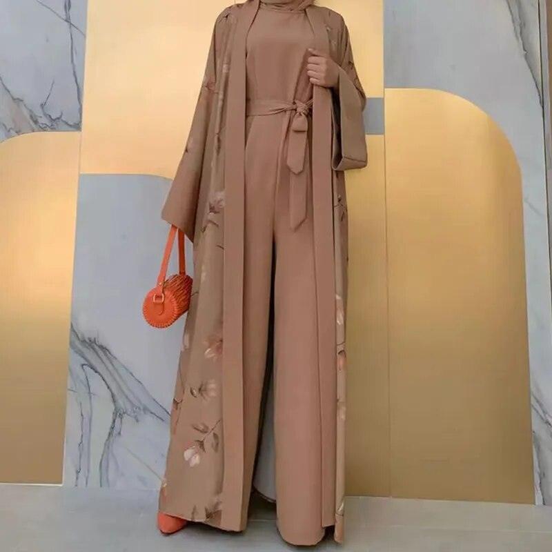 On sale - Kimono Style Modest Muslim Set - 6 Colour - Free