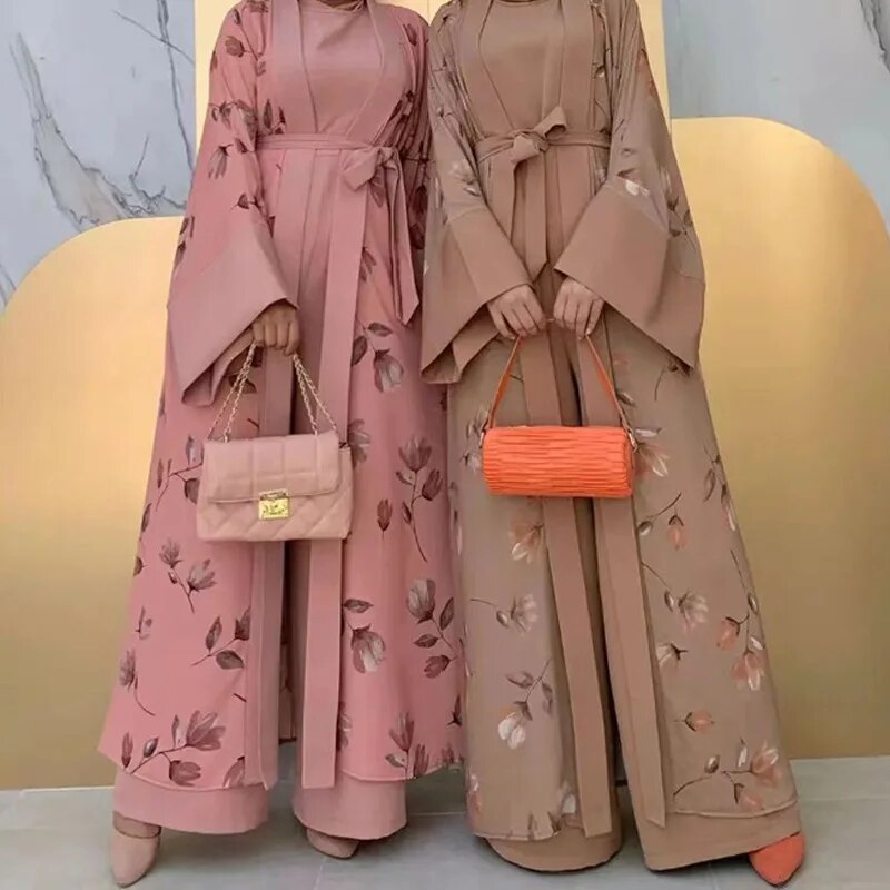 On sale - Kimono Style Modest Muslim Set - 6 Colour - Free