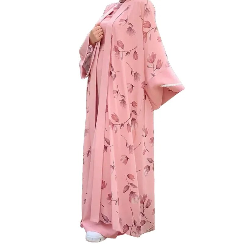 On sale - Kimono Style Modest Muslim Set - 6 Colour - Free