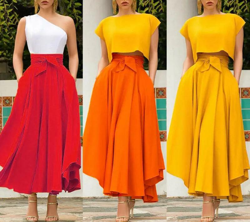 Women s Pleated High Waist Maxi Skirt A Line Evening Cocktail Party Dress Normendy