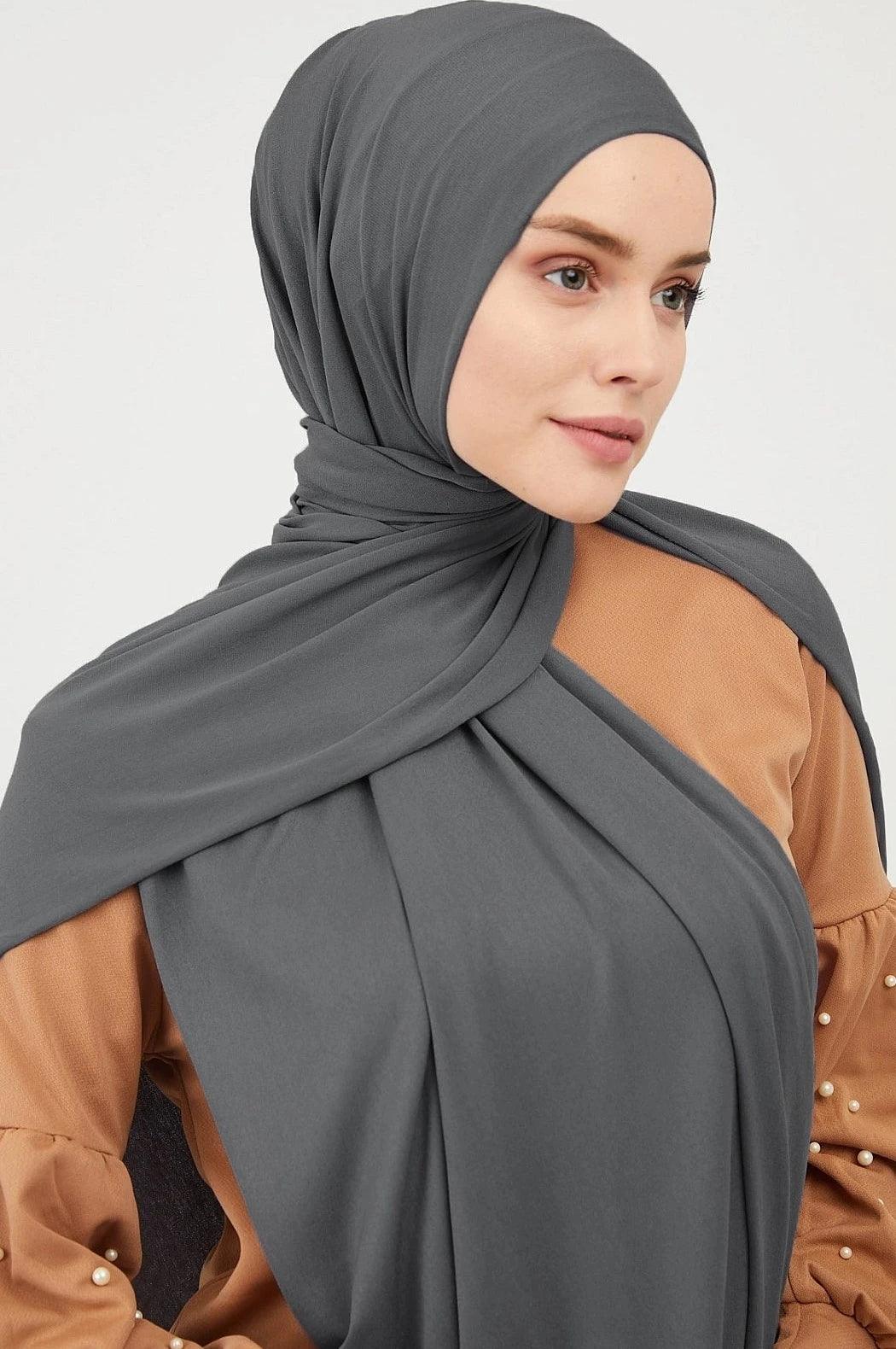 Cotton Combed Shawl Hijab Scarf - Anthracite Grey