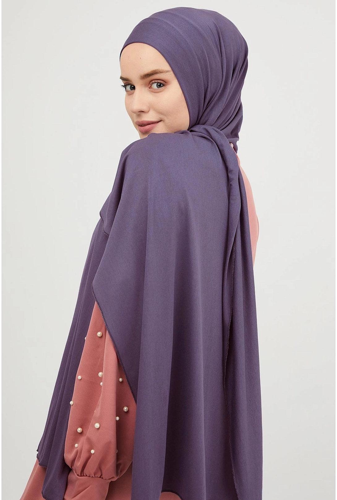 Liny Cotton Combed Shawl Hijab Scarf- Lavender Purple