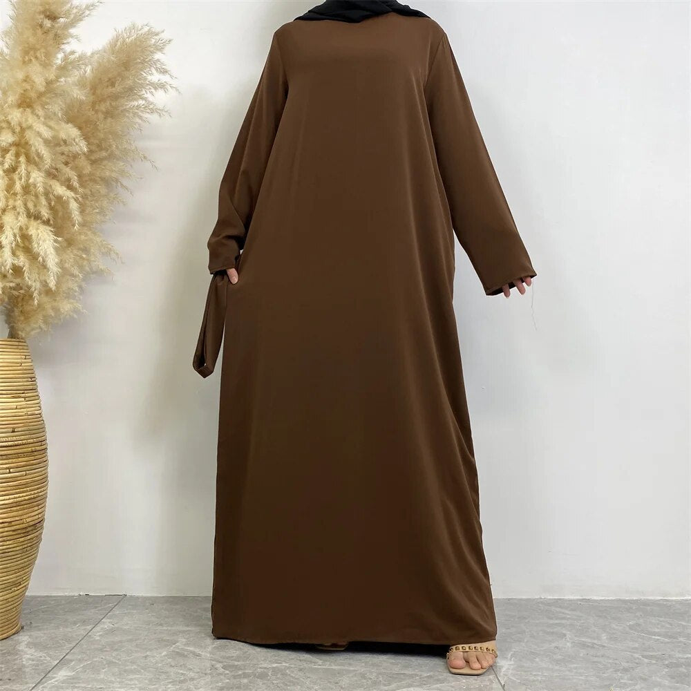 On sale - Long Abaya Dress with Pockets - 13 Colours - Free