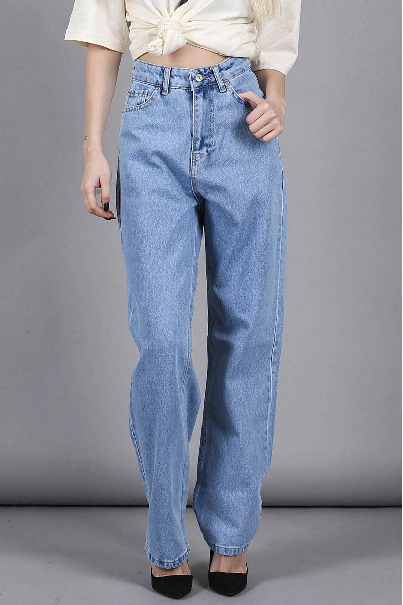 High Waist Palazzo Jeans for Girls - Blue