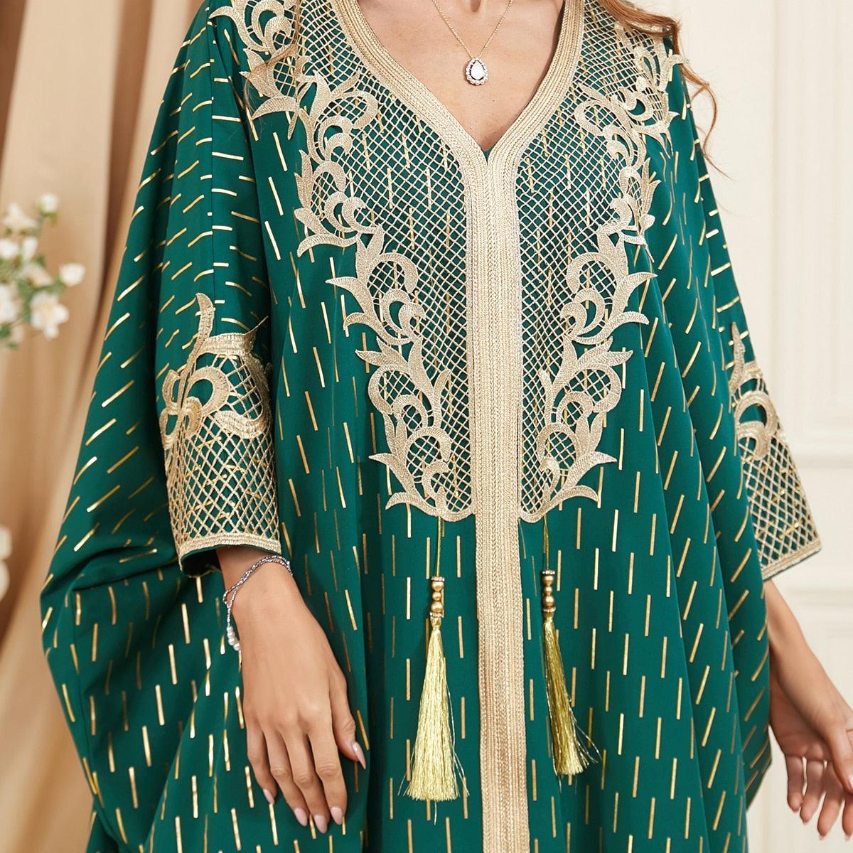 On sale - Middle Eastern Style Kaftan - Green with Tassel -