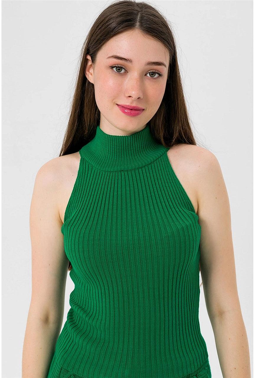 Sleeveless Turtleneck Knitted Cozy Tank Top  Sweater