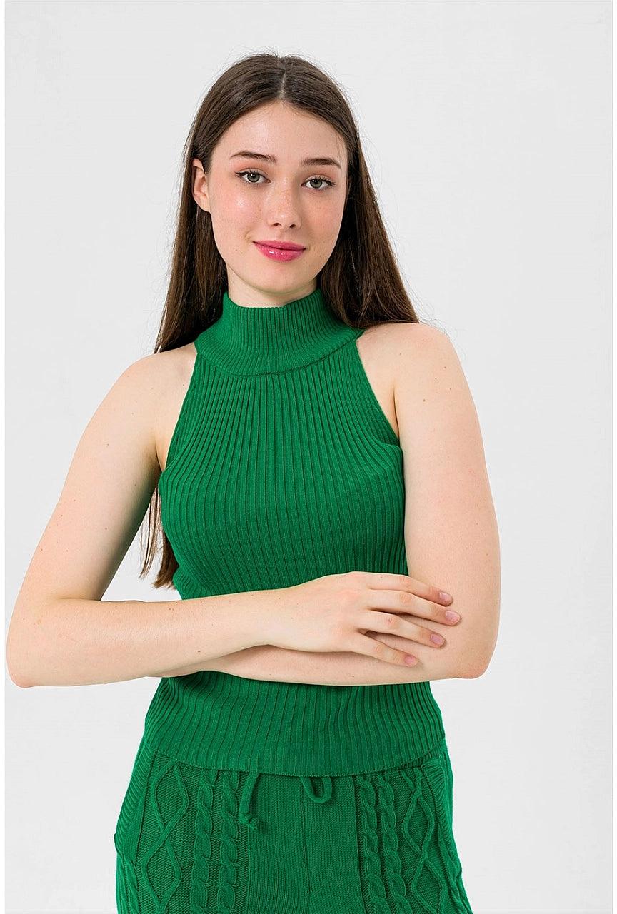 Sleeveless Turtleneck Knitted Cozy Tank Top  Sweater