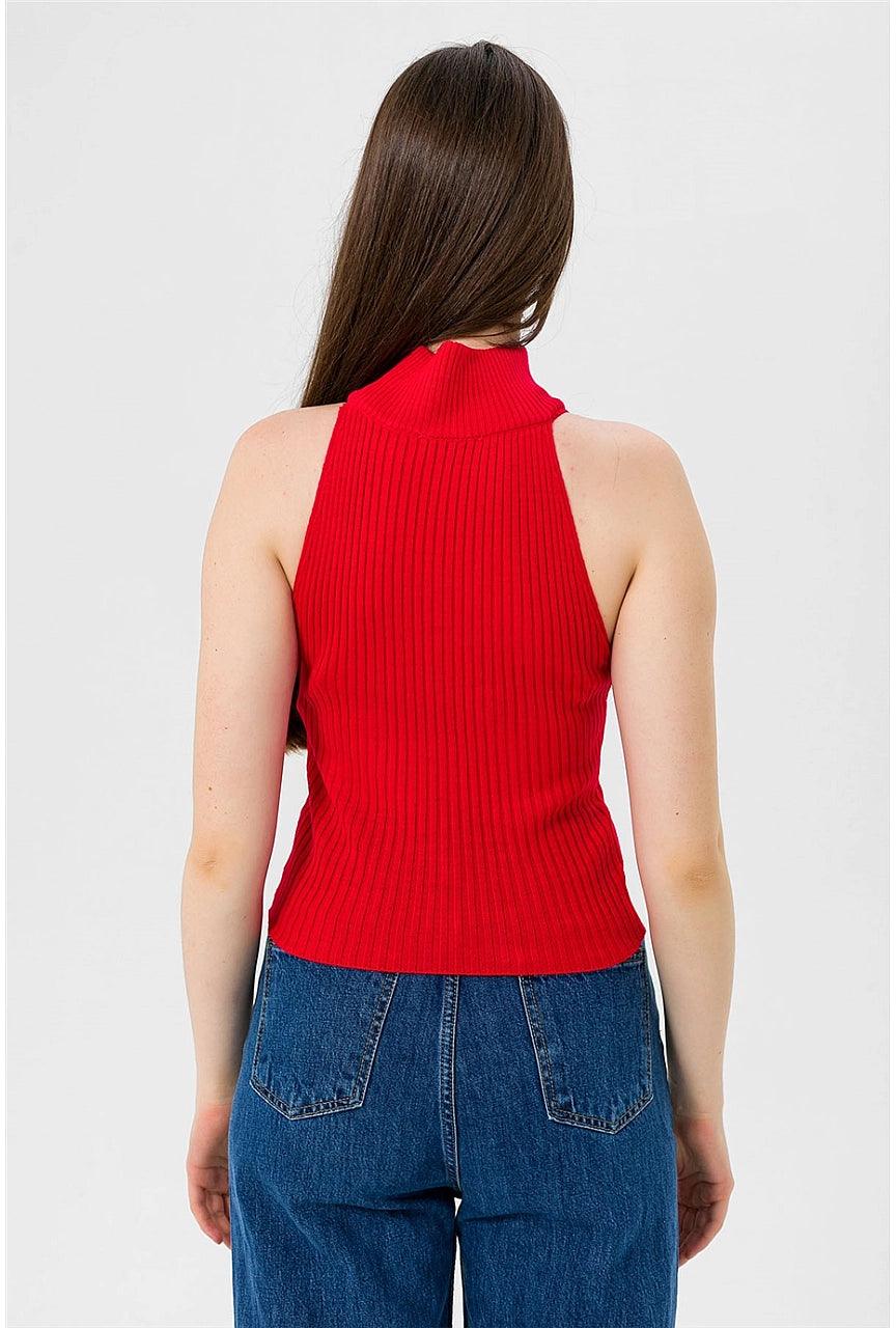 Sleeveless Turtleneck Knitted Cozy Tank Top  Sweater