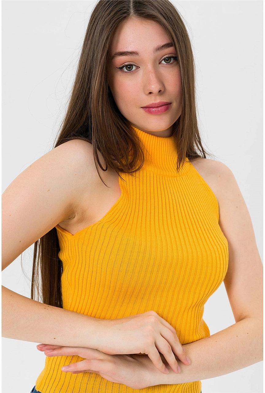 Sleeveless Turtleneck Knitted Cozy Tank Top  Sweater