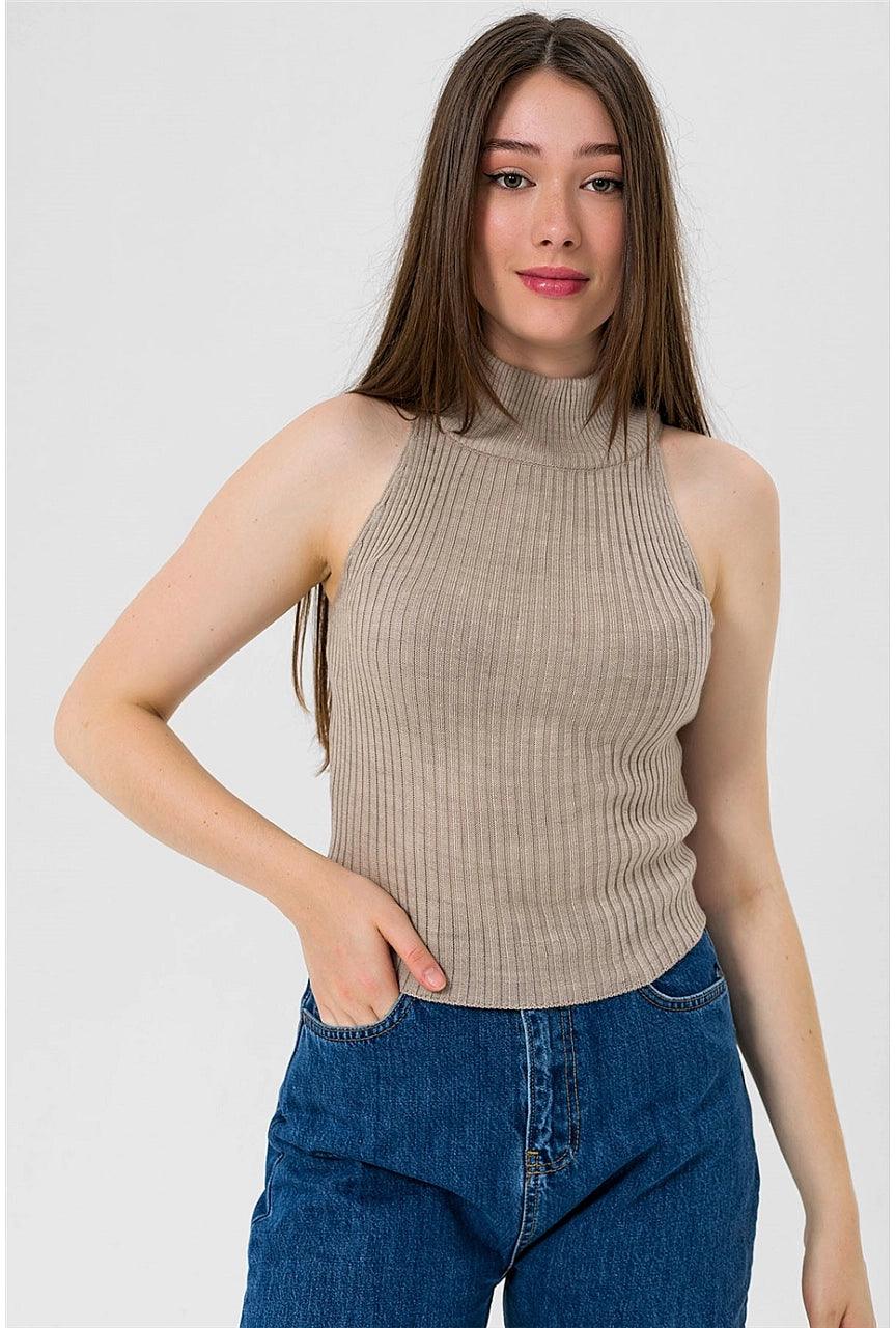 Sleeveless Turtleneck Knitted Cozy Tank Top  Sweater