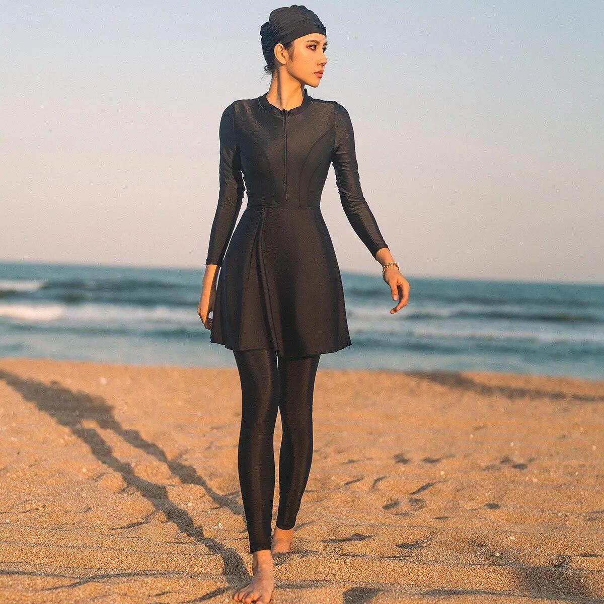 On sale - Modest Long Sleeves Sports Swimsuit - Free