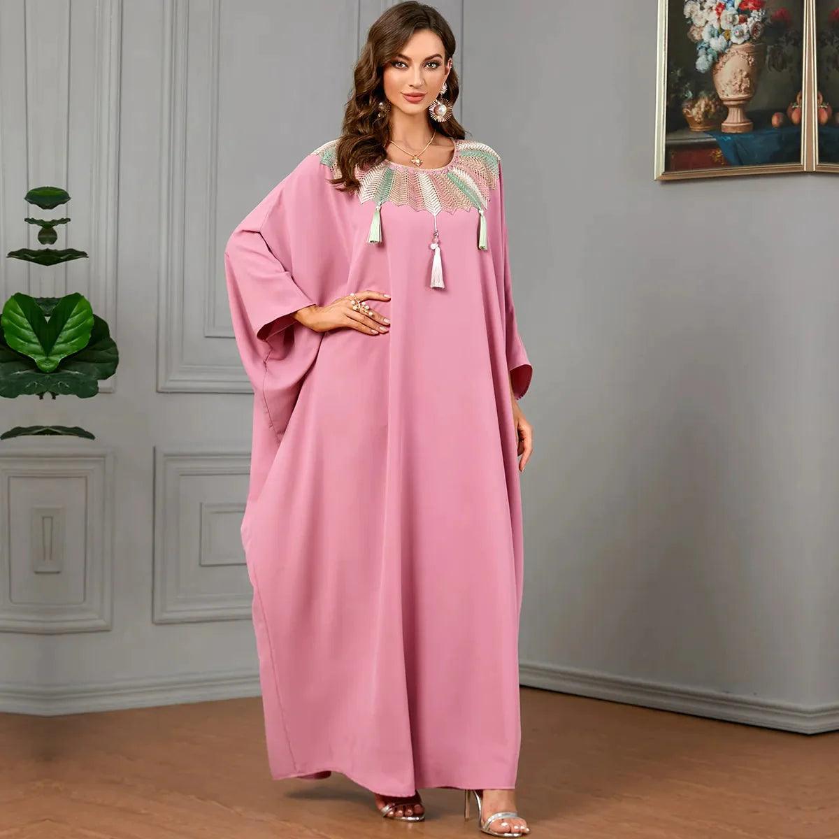 On sale - Muslim Abaya Dress - Pink - Free shipping -
