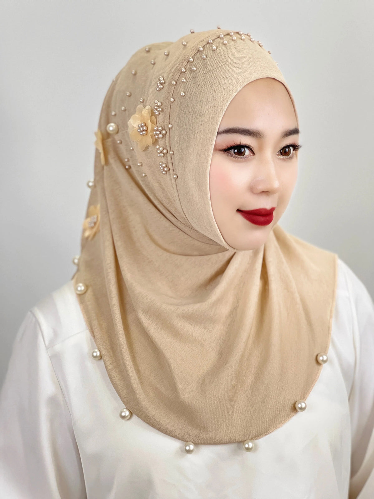 On sale - Muslim Beaded Hijab - 7 Colours - Free shipping -