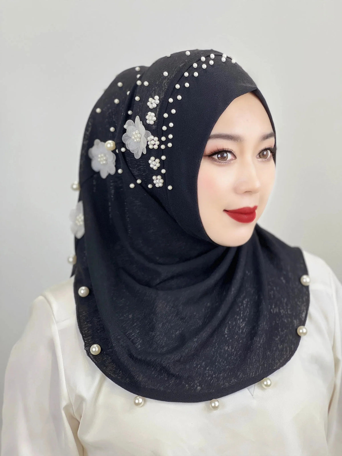 On sale - Muslim Beaded Hijab - 7 Colours - Free shipping -