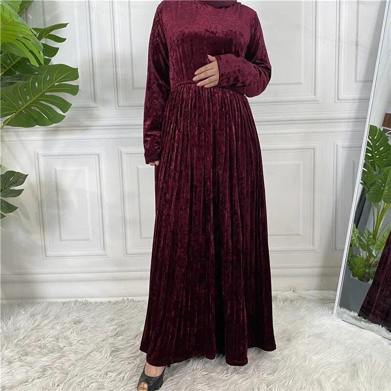 On sale - Muslim Women Pleated Dress - 8 Colours - Free