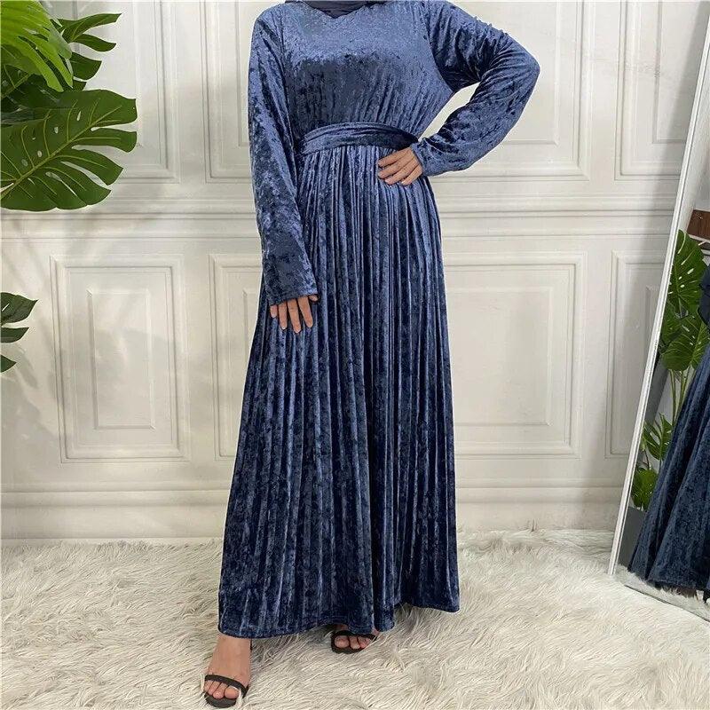 On sale - Muslim Women Pleated Dress - 8 Colours - Free