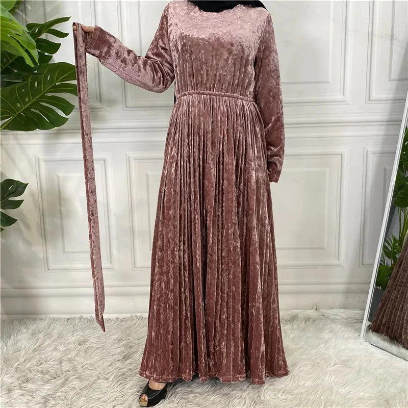 On sale - Muslim Women Pleated Dress - 8 Colours - Free