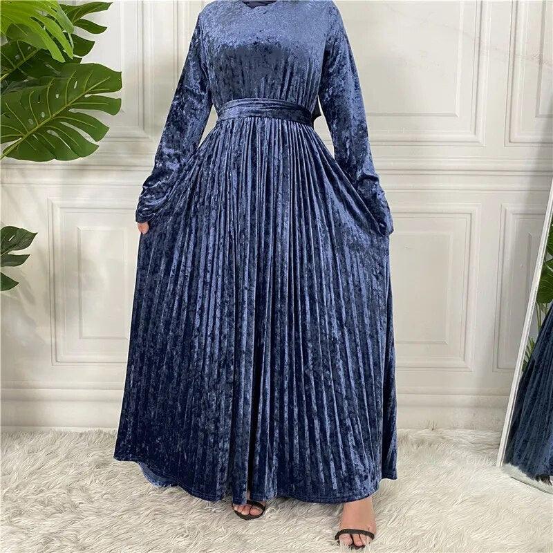 On sale - Muslim Women Pleated Dress - 8 Colours - Free