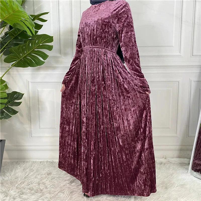 On sale - Muslim Women Pleated Dress - 8 Colours - Free