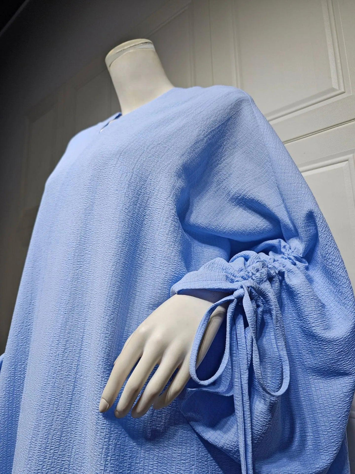 On sale - Open Abaya Crinkle Fabric - Blue - Free shipping -