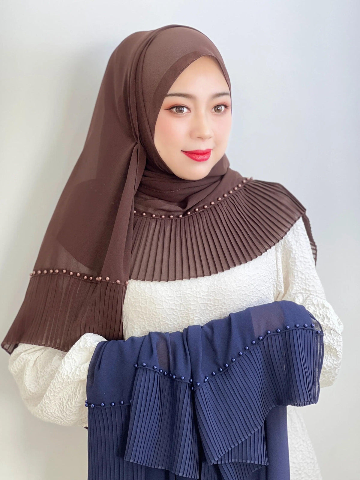 On sale - Pleated Stylish Hijab - 10 Colours - Free shipping