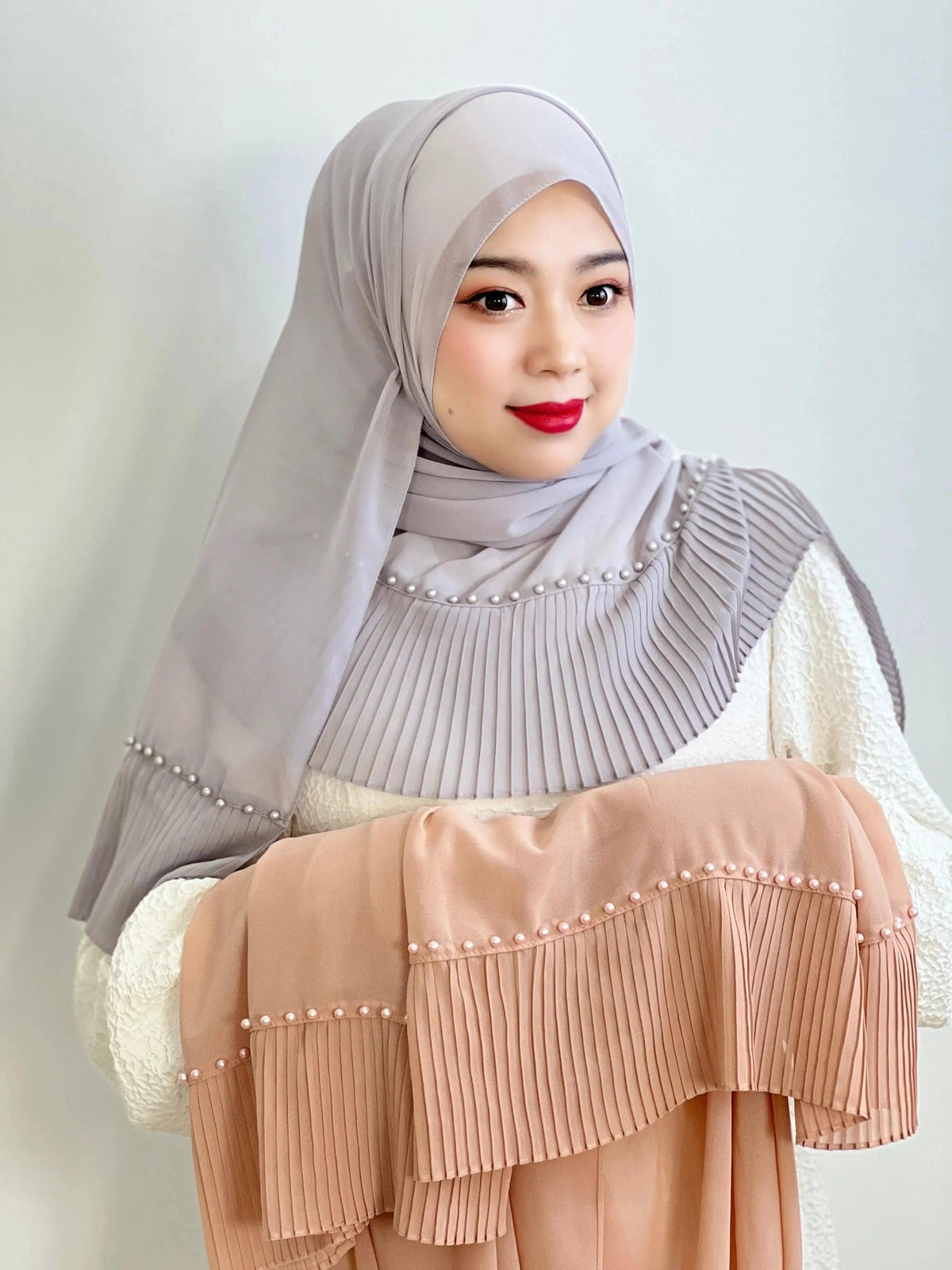 On sale - Pleated Stylish Hijab - 10 Colours - Free shipping