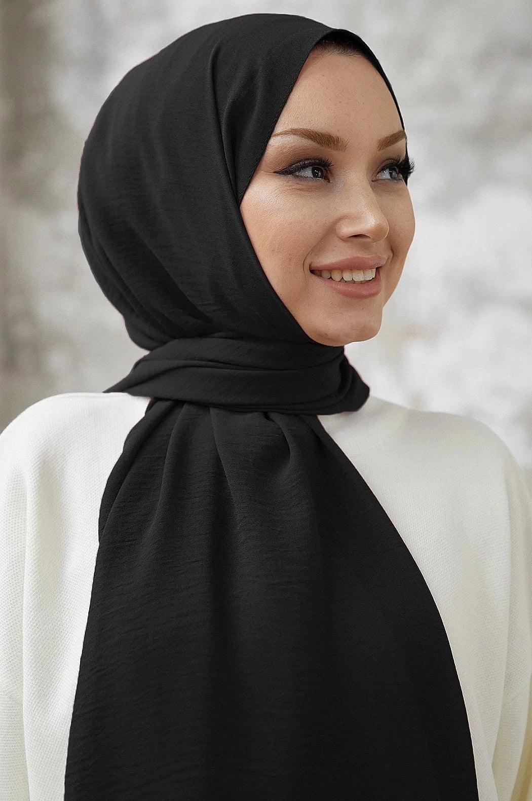 Jazz Cotton Muslim Black Hijab Scarf Shawl