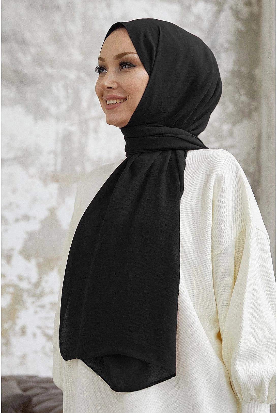 Jazz Cotton Muslim Black Hijab Scarf Shawl