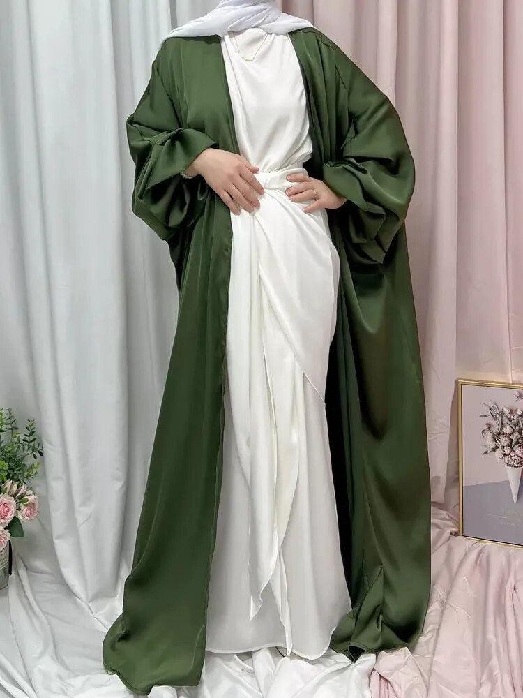 On sale - Satin Open Abaya - 10 Colours - Free shipping -
