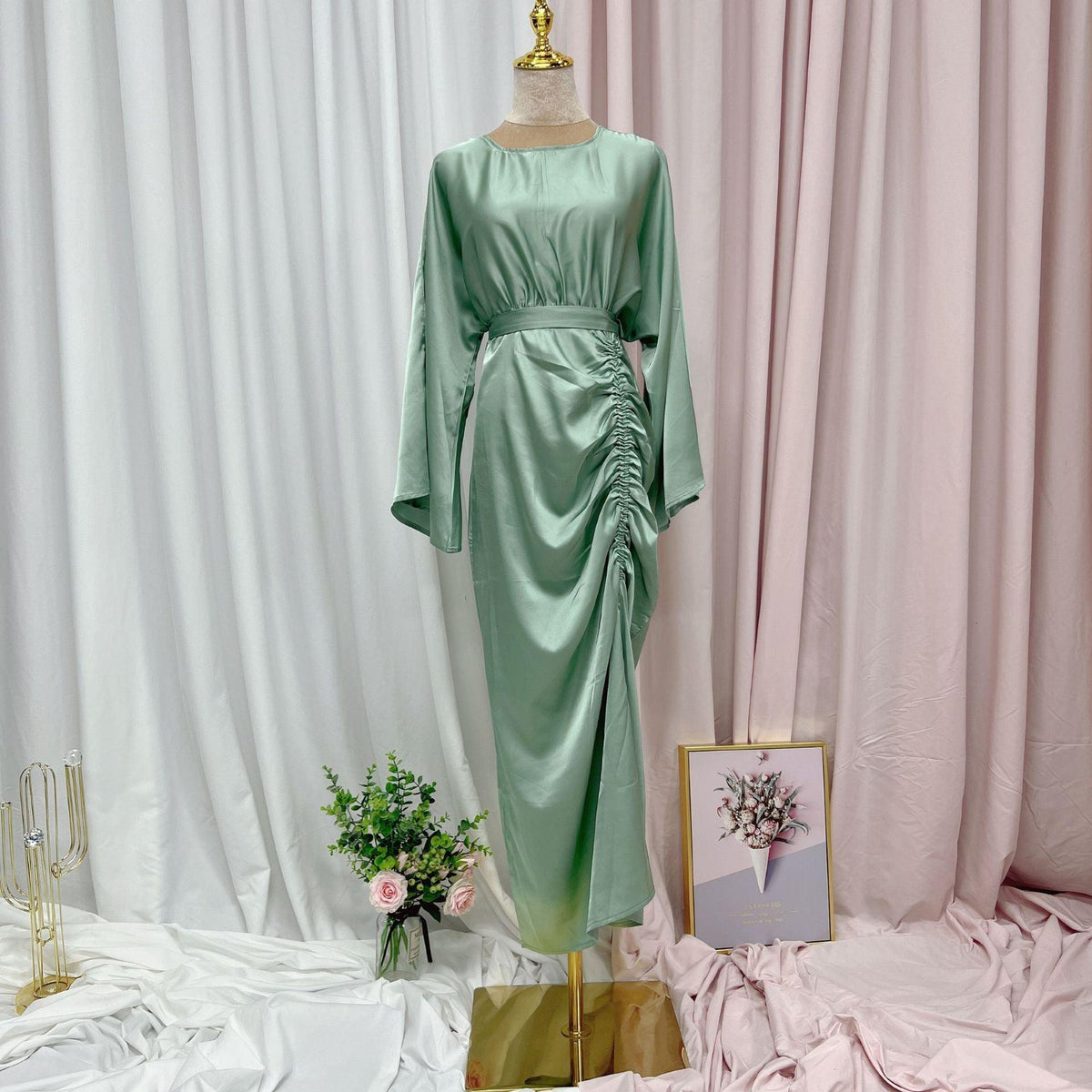 On sale - Satin Shiny Soft Abaya Dress - 5 Colours - Free