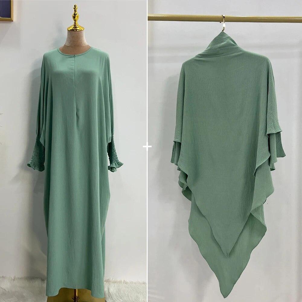 On sale - Smocked Cuff Abaya and Scarf - 16 Colours - Free