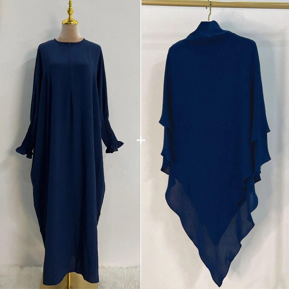 On sale - Smocked Cuff Abaya and Scarf - 16 Colours - Free