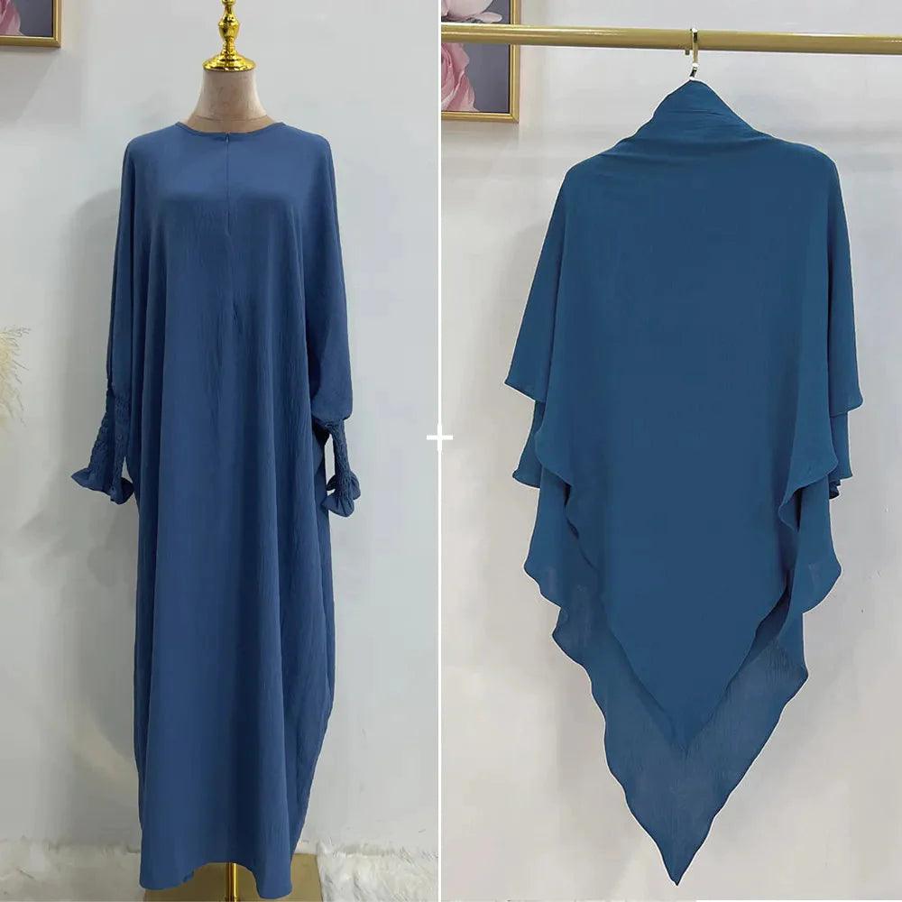 On sale - Smocked Cuff Abaya and Scarf - 16 Colours - Free