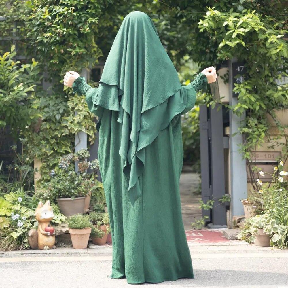 On sale - Smocked Cuff Abaya and Scarf - 16 Colours - Free