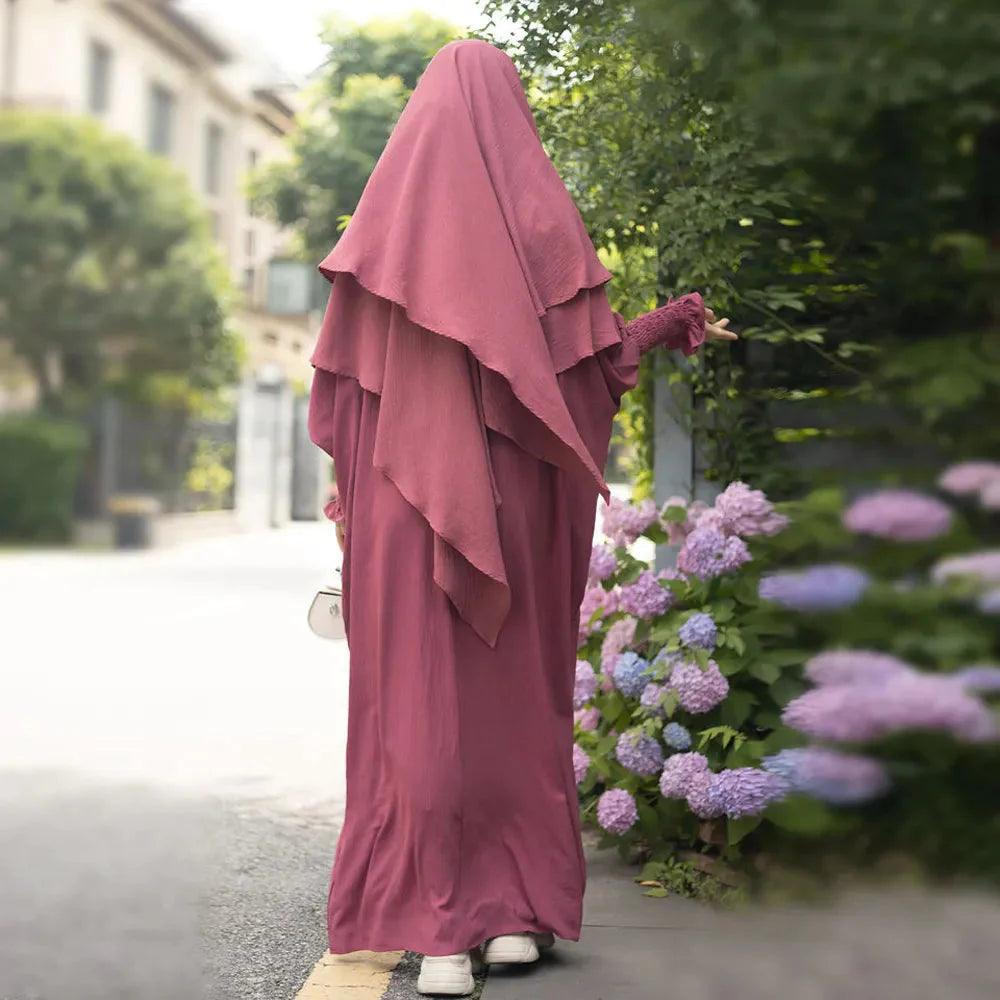On sale - Smocked Cuff Abaya and Scarf - 16 Colours - Free