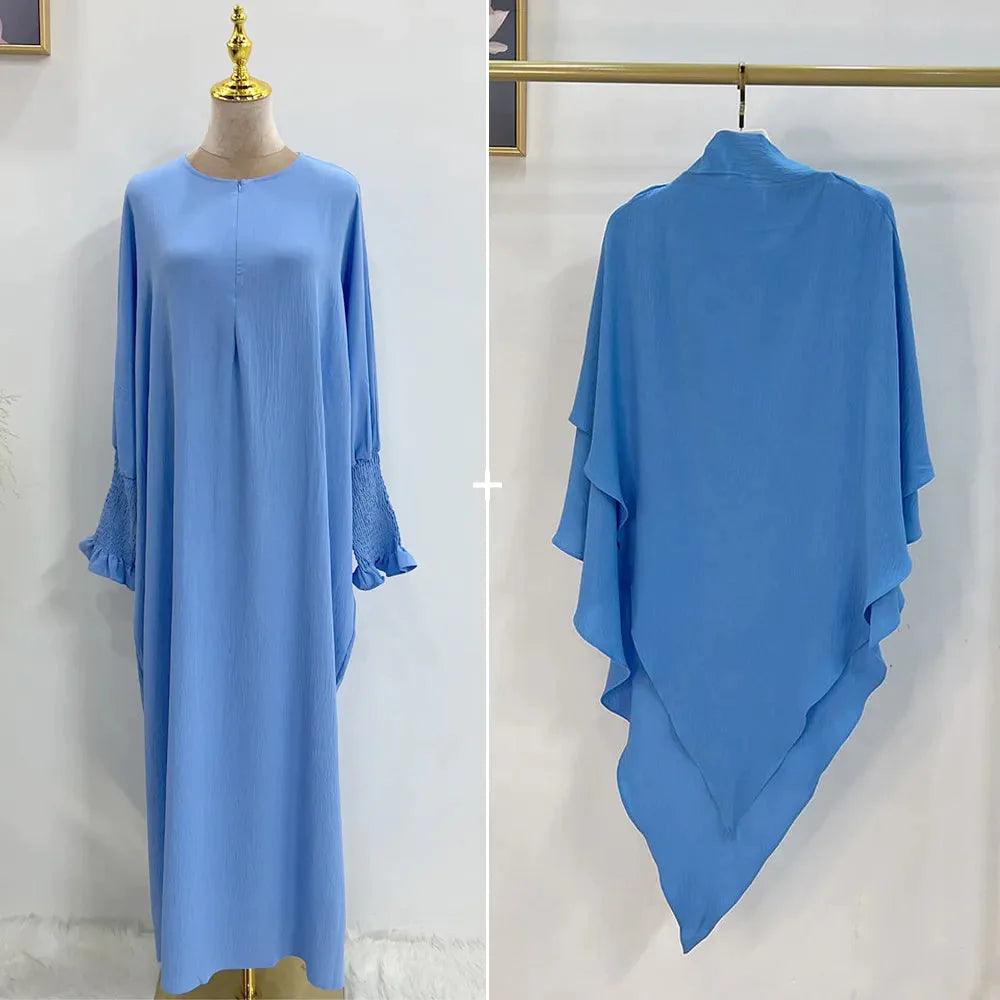 On sale - Smocked Cuff Abaya and Scarf - 16 Colours - Free