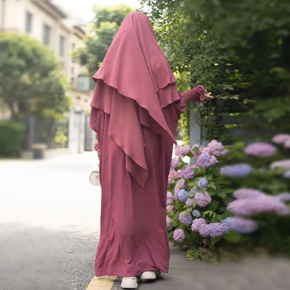 On sale - Smocked Cuff Abaya and Scarf - 16 Colours - Free