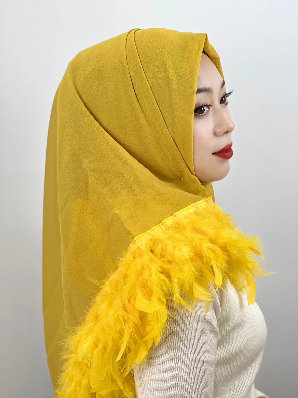 On sale - Solid Color Feather Hijab - 10 Colours - Free